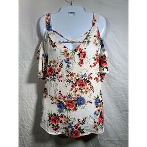 Flower and Feather Women’s off the Shoulder Floral Blouse Size 3XL